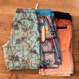 BUNDAL (3x) Boys Swim Board Shorts Swim Trunks All Size 8 Used Good Condition